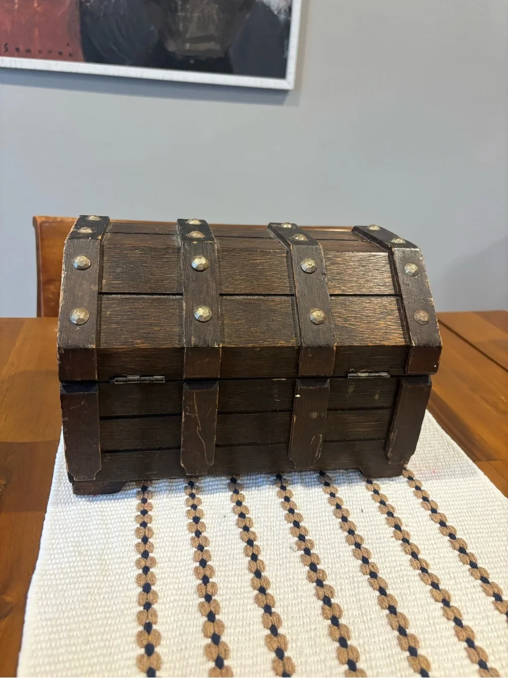 Vintage Lion Treasure Chest Jewelry Box